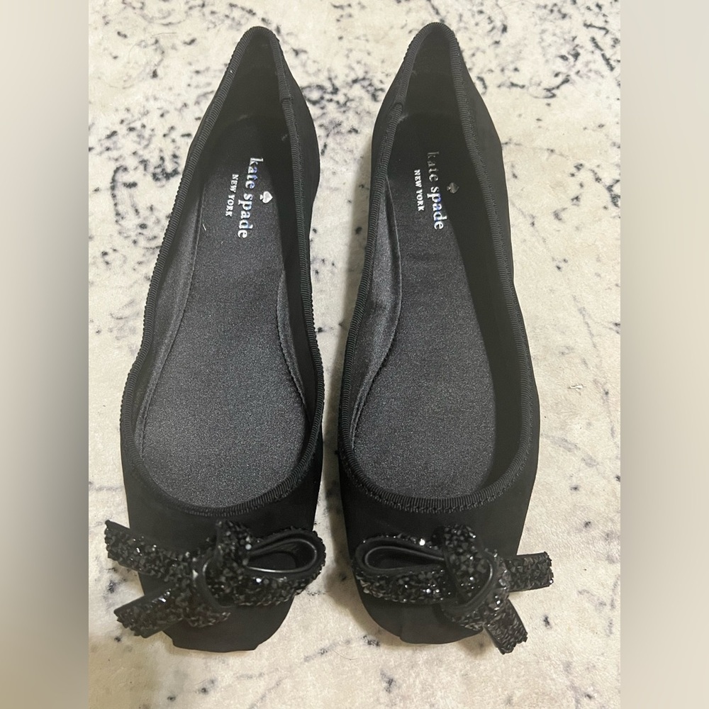 NEW women’s -Kate Spade New York Freya Black Suede Ballet Flats - Size 7